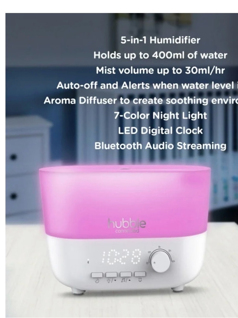 Hubble Connected Kids Color-Changing Humidifier & Diffuser - Pink/Blue Gradient - Picture 2 of 2